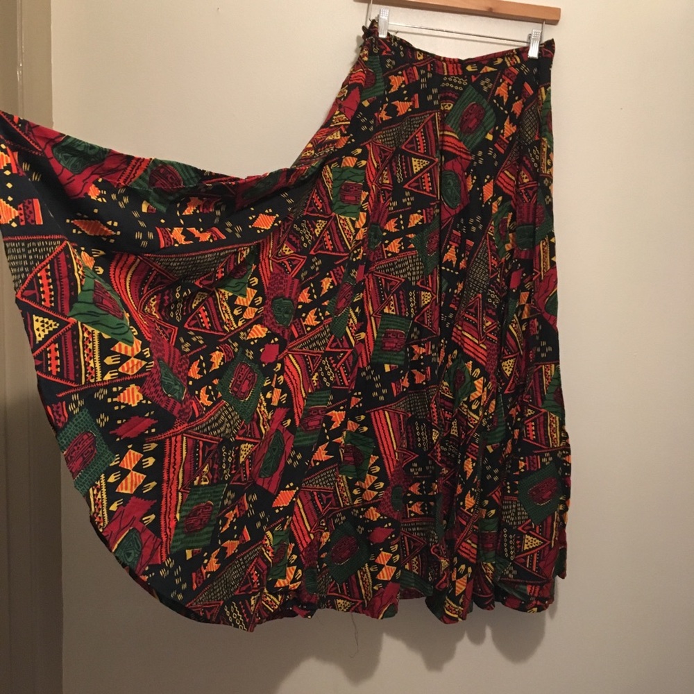 Handmade African Tribal Print Full Maxi Skirt